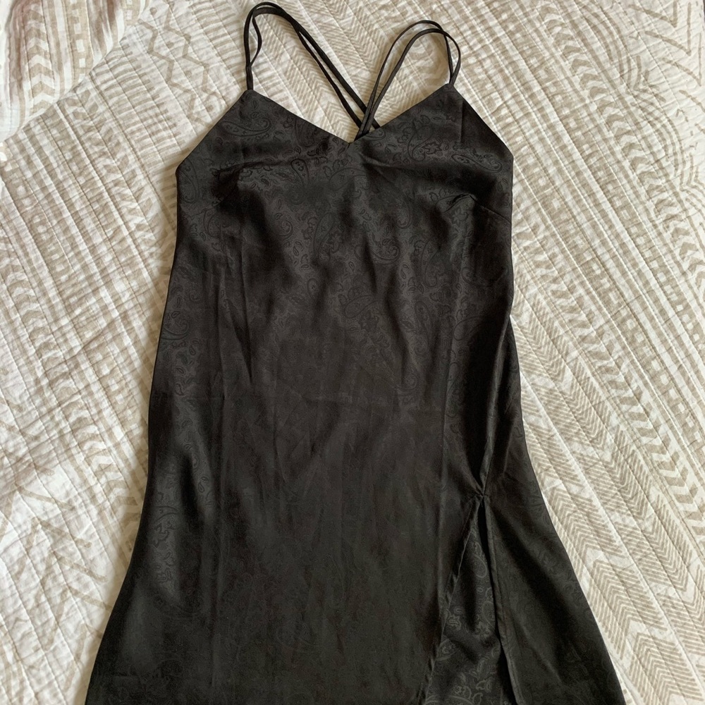 BRAND NEW patterned black slip dress